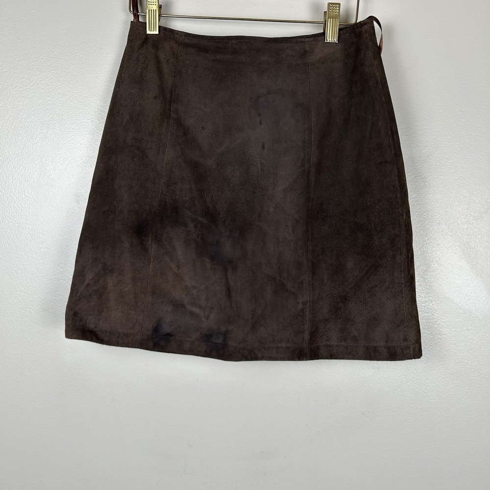 Wilson's Leather Mini Suede Skirt Size 6 Chocolate Brown Y2K Bikercore Preppy